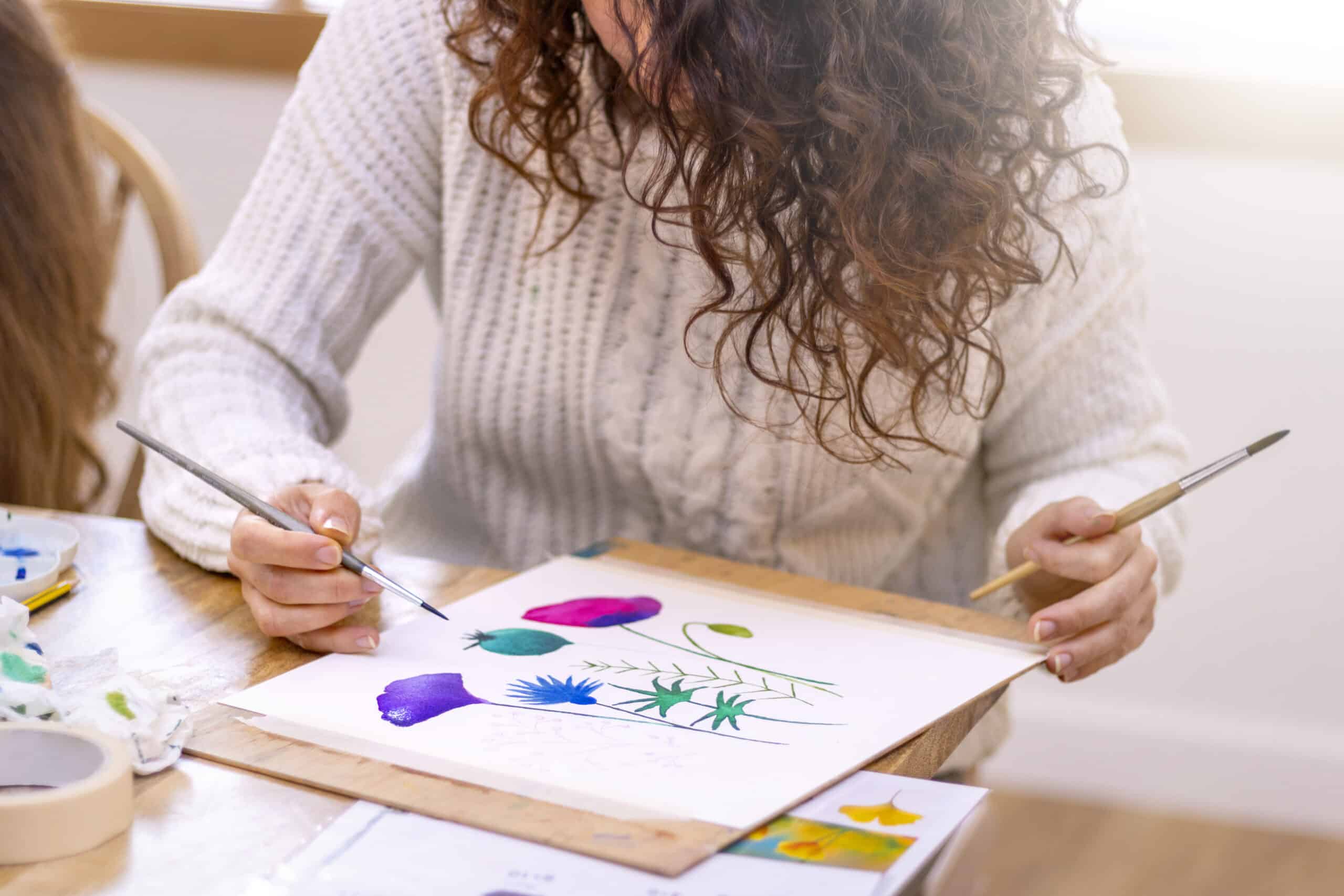 art therapy for PTSD, art therapy session using watercolor