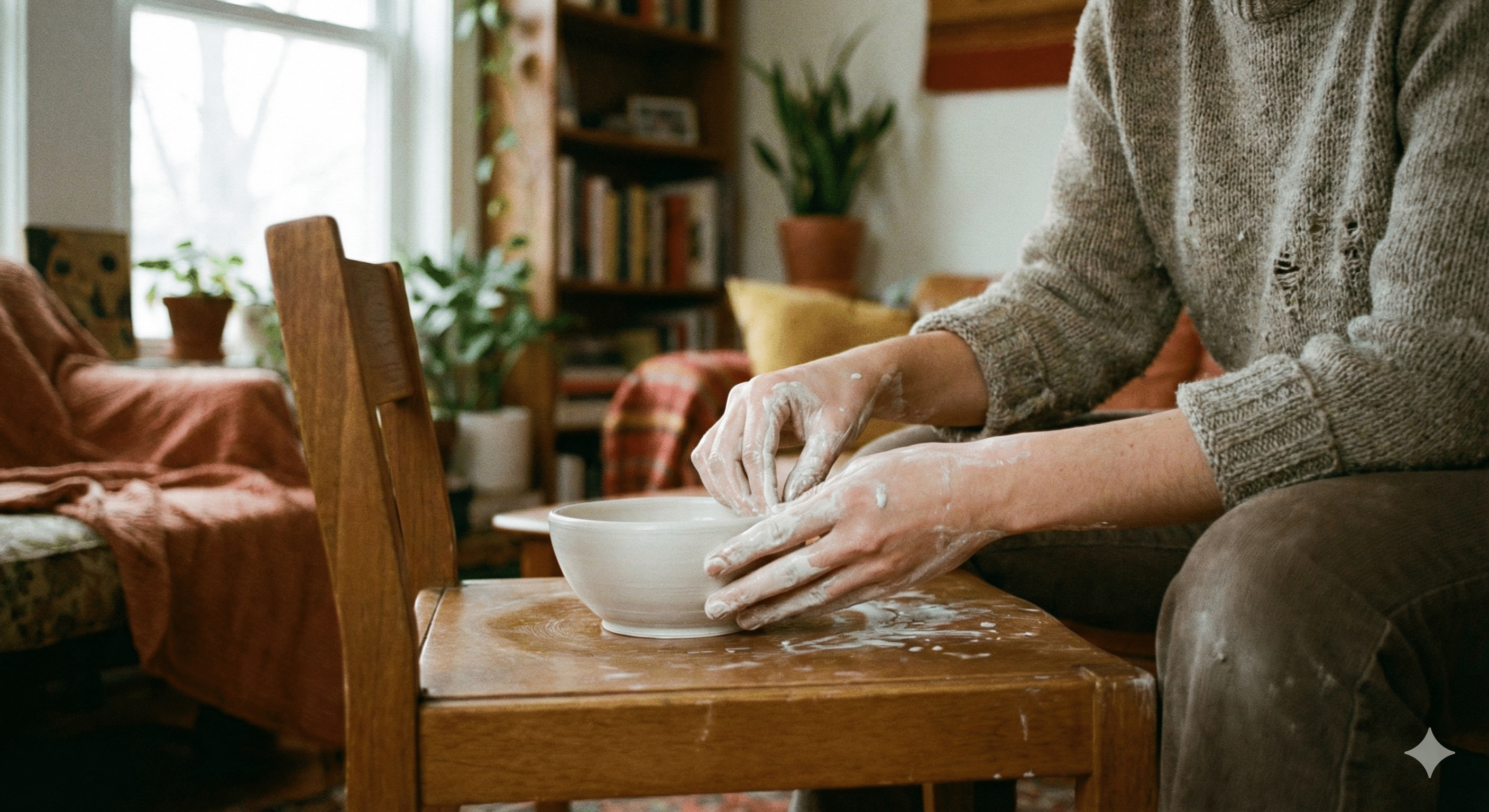 Expressive art therapy exercise making grief vessel with clay